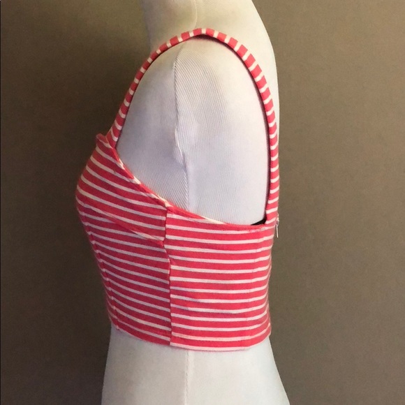Coral and white striped crop top small from f21 - Picture 6 of 8